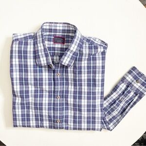 UNTUCKit Cotton Plaid Button Down Shirt Blue White Men’s Size XXL